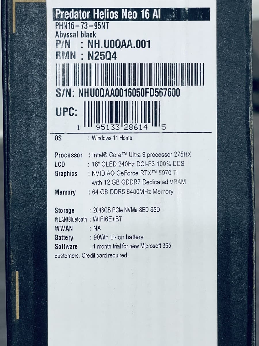ACER PREDATOR HELIOS NEO 16 AI (PHN16-73) - Image 5
