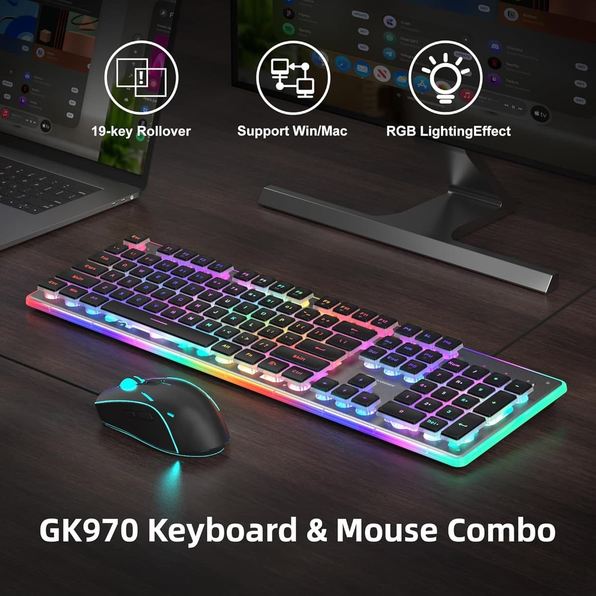 MAGEGEE GK970 COMBO / NOIR / ÉCLAIRAGE RGB - Image 1