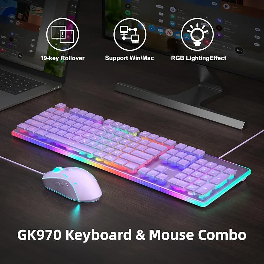 MAGEGEE GK970 COMBO BLANC / ÉCLAIRAGE RGB - Image 1